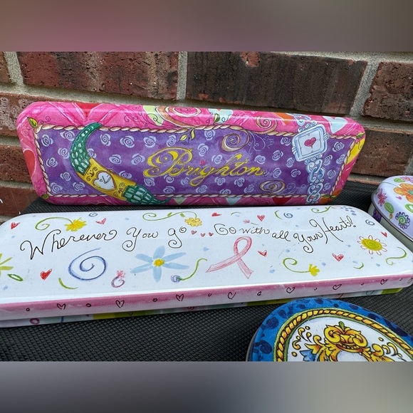 Brighton Empty Metal Tins Assorted Shapes And Sizes Lot Of 9 Various Uses/Colors - Picture 2 of 6